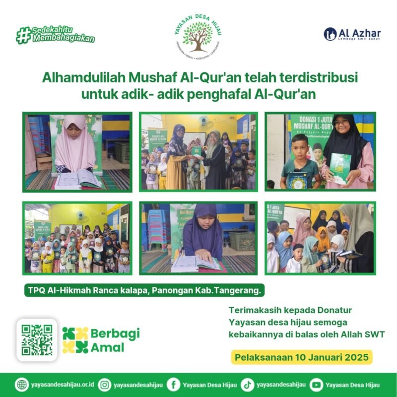 Semangat Mengaji: Program Wakaf Al-Quran Membawa Harapan Baru di TPA Al Hikmah